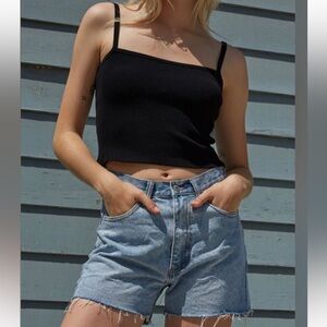 Brandy Melville Denim High Waist Boyfriend Distressed Jean Shorts Size Medium